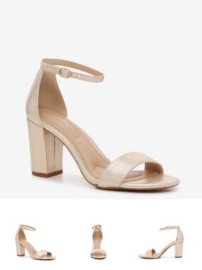 Kelly & Katie Women's Hailee Wide Width Evening Sandal in Champagne Gold